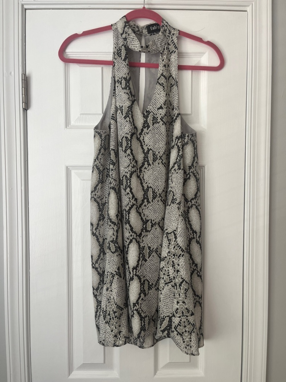 fab'rik Snake Print Mini Dress in Black and White